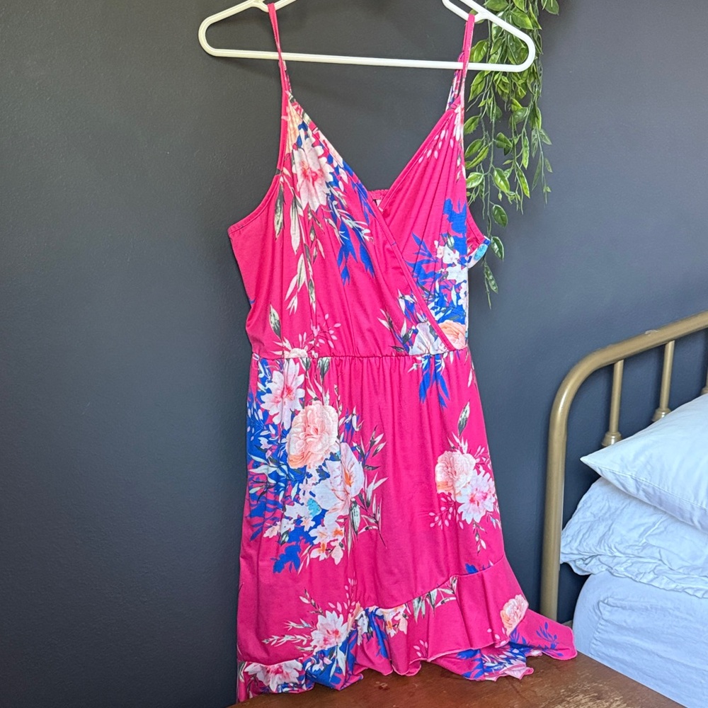 Floral Pink Sleeveless Dress